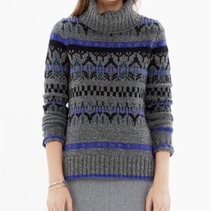 Madewell Iceblock Fair Isle Cowl Neck Sweater | XS